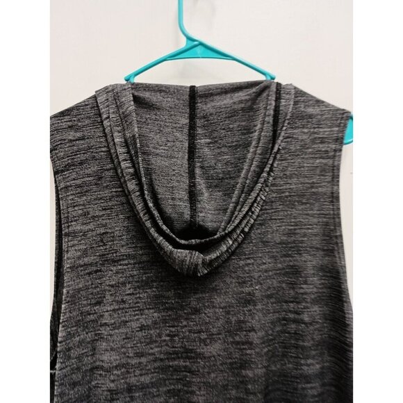 Barbara Lesser Womens Hooded Sleeveless Cardigan Medium Gray Heather Slinky Vest - Picture 7 of 8